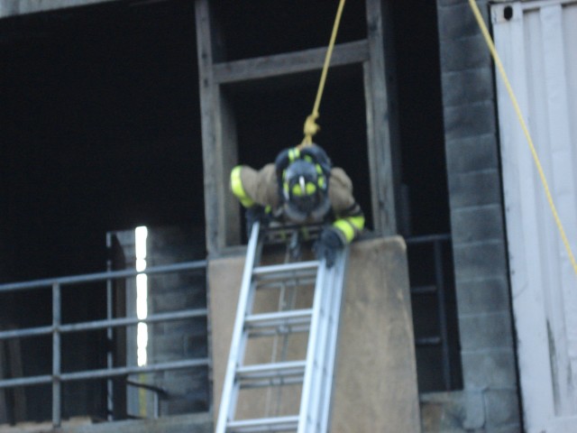 FF starts to climb out of the window